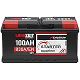 LANGZEIT Autobatterie 12V 100Ah 830A/EN +30% Startleistung Batterie ersetzt 88Ah...