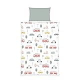 Herding babybest Flanell-Betwäsche Fahrzeuge, 1 Kissenbeug 40x60 cm, 1 Decke...