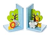 Mousehouse Gifts Kinder Baby Buchstützen aus Holz 3D Safari Jungle für Jungen...