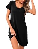 Aseniza Nachthemd Damen Kurzarm Schlafshirt Spitze Kurz Sommer Sleepshirt...