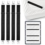 Alethron 4 Stück Bettlakenspanner Verstellbar, Schwarz Bettlaken Spanngurte...