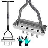 JAOGAUS Rasenlüfter mit 4 Zinken, Rasenbelüfter Spike Metall mit Ablageschale...