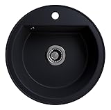 LINDBERGH® Küchen Granit-Spüle Schwarz 'TON44' mit Siphon, Verbundstoffe Made...