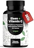 Eisen hochdosiert mit Vitamin C- 365 Tabletten - Eisenbisglycinat/Eisentabletten...