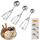Eisportionierer Edelstahl – 3 in 1 Eislöffel Portionierer Set 4cm/5cm/6cm –...
