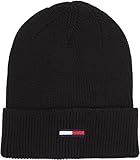 Tommy Jeans Damen Strickmütze Tjw Elongated Flag Beanie Wintermütze, Schwarz...