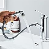 Sumeber Wasserhahn Bad Armatur mit herausziehbarer Waschtischarmatur mit 2...