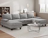 Devoko Sofa mit Schlaffunktion, U-Form Wohnlandschaft Eckcouch mit Abnehmbarem...