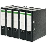 Conipa 5 Stück DIN A4 Ordner Schwarz (8cm breit) 2-Ringe-Meachanik [MADE IN...