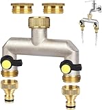 ilauke 2-Wege Wasserhahn Wasserverteiler, Verteiler Wasser 3/4 Zoll Messing...