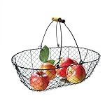 TERRE JARDIN - Erntekorb, 8 L, aus schwarzem Metall - Obstpflückkorb,...