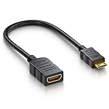 deleyCON Mini HDMI Adapter Kabel Portsaver Mini HDMI Stecker auf HDMI Buchse -...