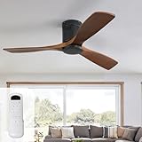 Sofucor Deckenventilator mit Fernbedienung, Deckenventilator aus Massivholz mit...