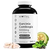 Garcinia Cambogia 5000 mg. 240 vegane Kapseln für 4-monatige Kur. Natürliches...