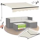 Juskys Gelenkarmmarkise 300 x 250 cm, UV40+ & wasserabweisend, mit Kurbel &...