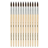 Idena 90092 - Haarpinsel, Größe 12, mit unlackiertem Holzstiel, 12er Set,...