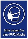 5 Aufkleber 'Bitte FFP2 Maske tragen' Hinweis Schild zur Corona Maskenpflicht...