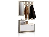FORTE Foxi Kompaktgarderobe inklusive Spiegel, Holzwerkstoff, Sonoma Eiche...