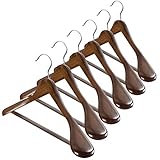 Premium Holzbügel-Set 6er - Extrabreite Schultern (5,8 cm) mit 360° Drehhaken...