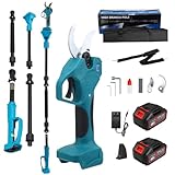 2-in-1 Akku AstschereTeleskop, LCD-Display Elektrische Baumschere mit 21V...