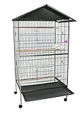 Merschbrock Vogelkäfig, große Vogelvoliere, Schwarz, L 85 x B 60 x H 148 cm,...