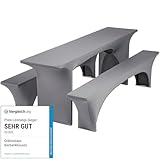 Gräfenstayn® Leopold Stretch - Biertischhussen-Set 3 TLG für Bierzeltgarnitur...