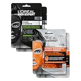 L'Oréal Men Expert Tuchmasken 4er Set für Männer, Feuchtigkeitsspendende...