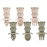 PandaEar 6er-Pack Baby Löffel Gabel 4 6+ Monate | Silikon Lernlöffel Baby...