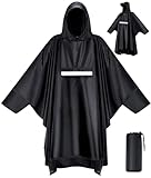 VOBUKE Regenponcho Wasserdichter Regencape mit Kapuze Taschen Reflexstreifen...