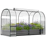 SUNYRISY Hochbeet Metall mit PVC Gewächshaus, Hochbeet für Garten mit...