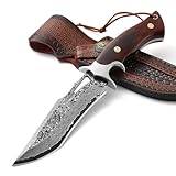 Omesio Damast Jagdmesser Hochwertiges Damaststahl Survival Messer Outdoor...
