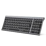 iClever Bluetooth Tastatur, Kabellose Tastaturen mit 3 Bluetooth Kanälen, Funk...