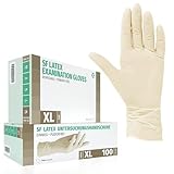 SF Latexhandschuhe XL Weiß – 100 Stück Einweghandschuhe, Einmalhandschuhe,...
