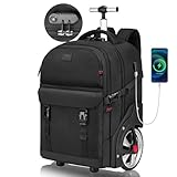 MATEIN Trolley Rucksack mit Rollen, 17,3 Zoll Trolley Rucksack mit Groß...