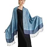 Paisley Pashmina Schals-Damen Elegante Warme Stahlblaue Pashmina Schals und...