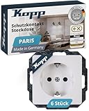 Kopp PARIS Schutzkontaktsteckdosen in Arktis-Weiß - 6 Stück - 1-fach...
