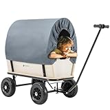 Miweba Bollerwagen Canvas mit Planenaufbau | 180 Kg Traglast - Holz Wagen -...