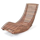 GIANTEX Sonnenliege Wetterfest, Schaukelliege aus Akazienholz, Gartenliege mit...
