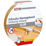 tesa Powerbond Montageband Schmal, 2 Stück - extra schmales Montageklebeband...