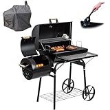 Profi Smoker Grillwagen Holzkohle Stahl BBQ Grill XL Smoker + Abdeckhaube