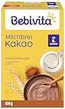 Bebivita Milchbrei Kakao (4x500g), ab 8. Monat, ohne Zuckerzusatz, gut...