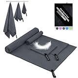 Mikrofaser Handtuch 3er Set (152x76cm Groß Badetuch + 80x40cm Klein Fitness...