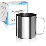 Robin Goods® Edelstahl-Tasse 400ml mit Henkel – Robuste Kaffeetasse –...