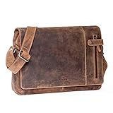 ALMADIH Leder Umhängetasche DYLAN Premium Rindsleder - Ledertasche mit Laptop...