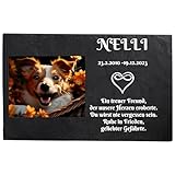 Bl4ckPrint Grabplatte Hund und Katze mit Foto und Gravur | Grabmal Wetterfester...