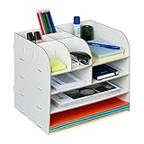 Relaxdays Schreibtisch Organizer mit Dokumentenablage, 10 Fächer, HBT: 27,5 x...