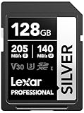 Lexar Silver SD Karte 128GB, UHS-I SDXC Card 205 MB/s Read Speed, 140 MB/s Write...