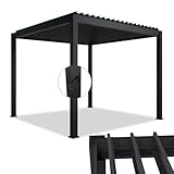 Juskys Lamellendach Tahiti 3x3 m - Stahl Pergola - Terrassenüberdachung stabil...
