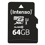 Intenso Premium microSDXC 64GB Class 10 UHS-I Speicherkarte inkl. SD-Adapter...