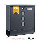 Zedelmaier XXL Personalisiert Briefkasten mit Edelstahl Namensschild 35 x 35 cm...